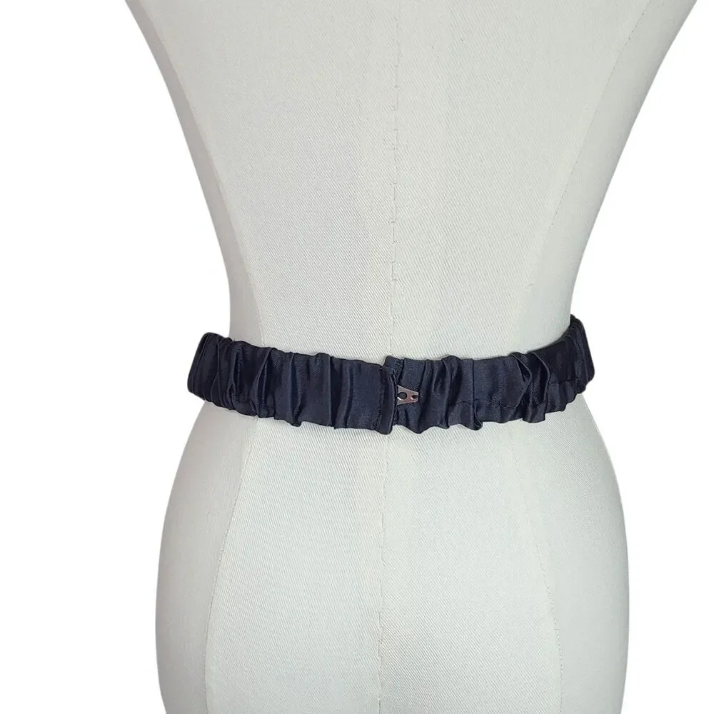 Art Deco Style Black Sequin Statement Cummerbund Belt Elasticized Retro Glam OS